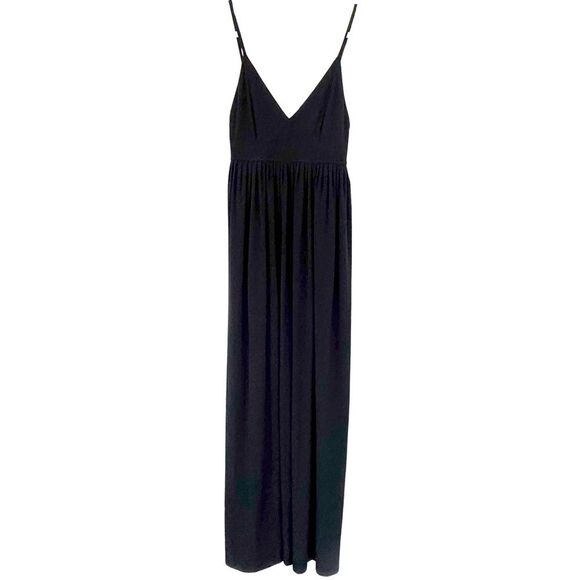 Norma Kamali Everlast NWT Spaghetti Strap V-Neck A-Line Black Maxi Dress Size M - Picture 1 of 7